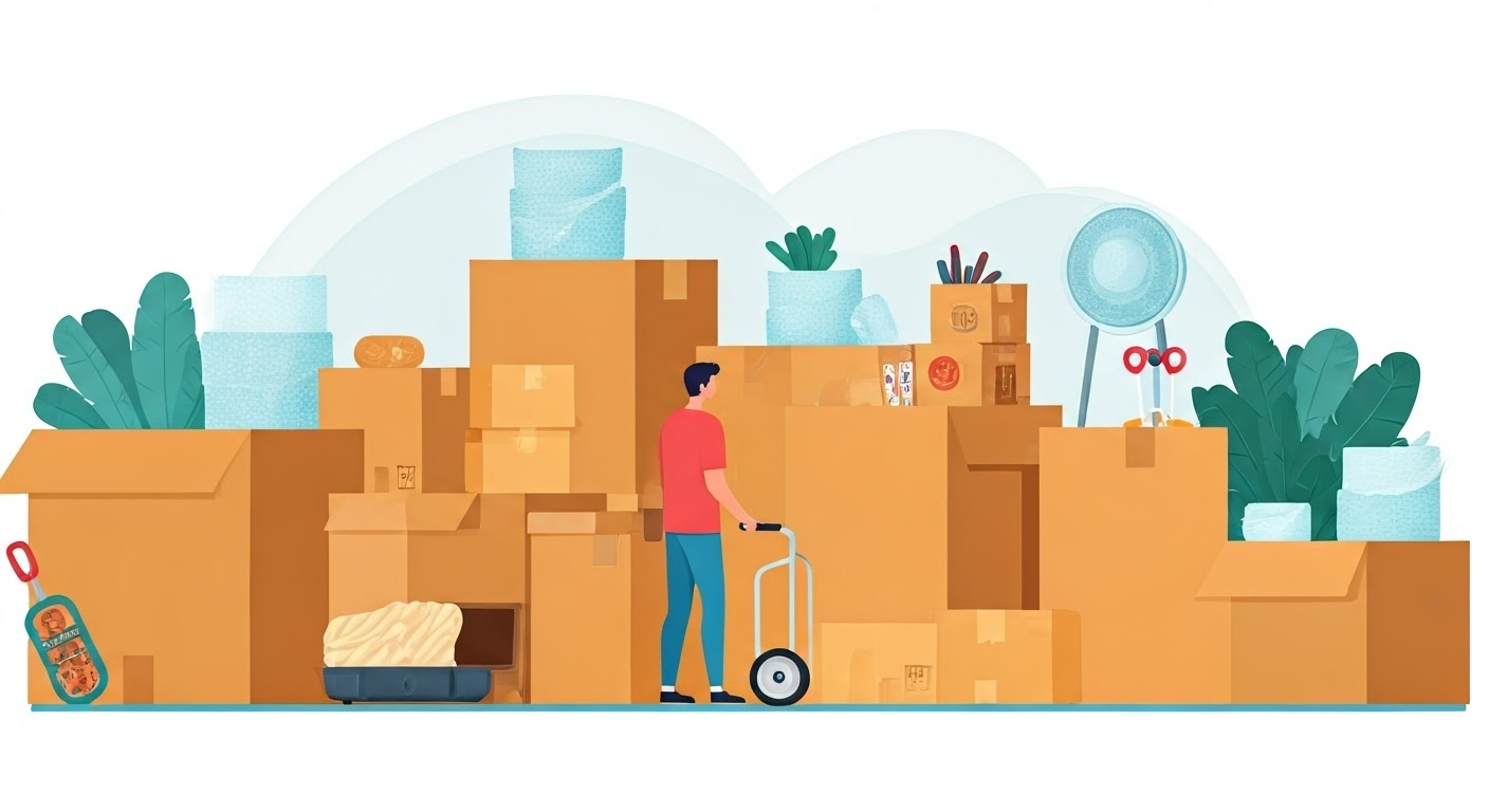 Preparing household items for storage.